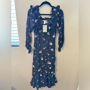 H&M Ruffled Cinched Sleeve Maxi Dress